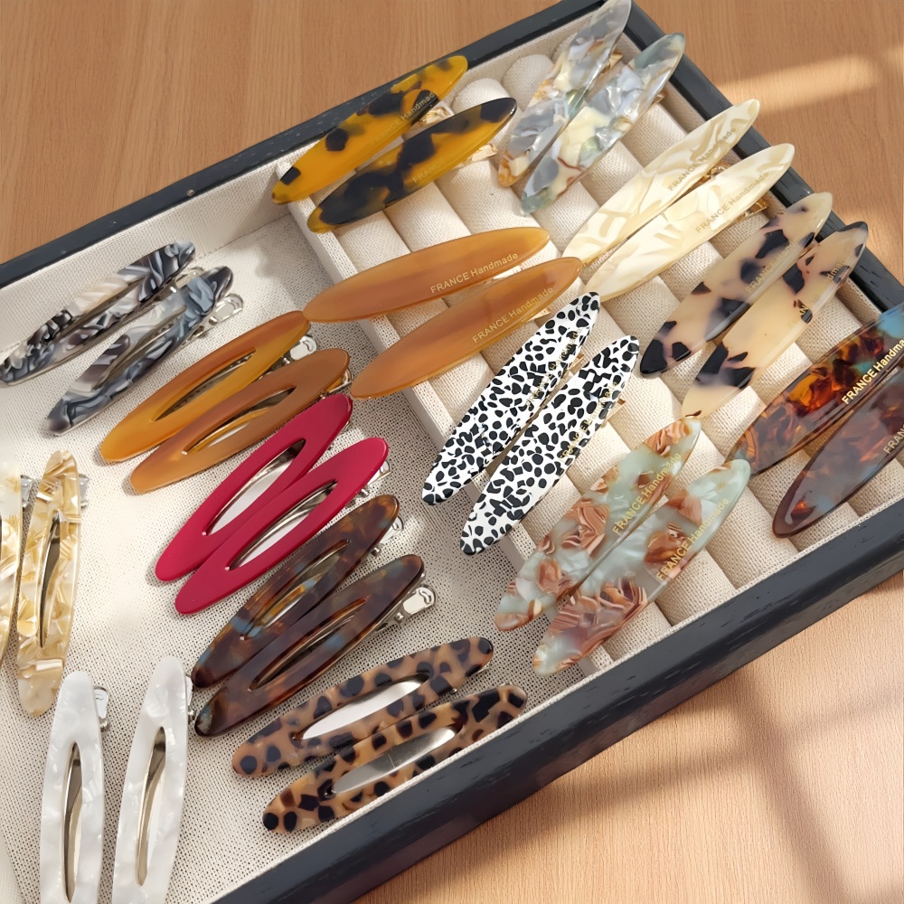 Bobby Pin Bulk - กิ๊บติดผมอะซิเตททรงรีแบบหรูหรา 2 ชิ้น/ชุด สไตล์เกาหลี กิ๊บติดผมด้านข้าง กิ๊บติดผมหน้าม้า