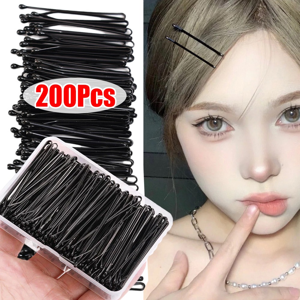 Bobby Pin Bulk - 50-200 PCS สีดําคลิปผม U รูป Bobby